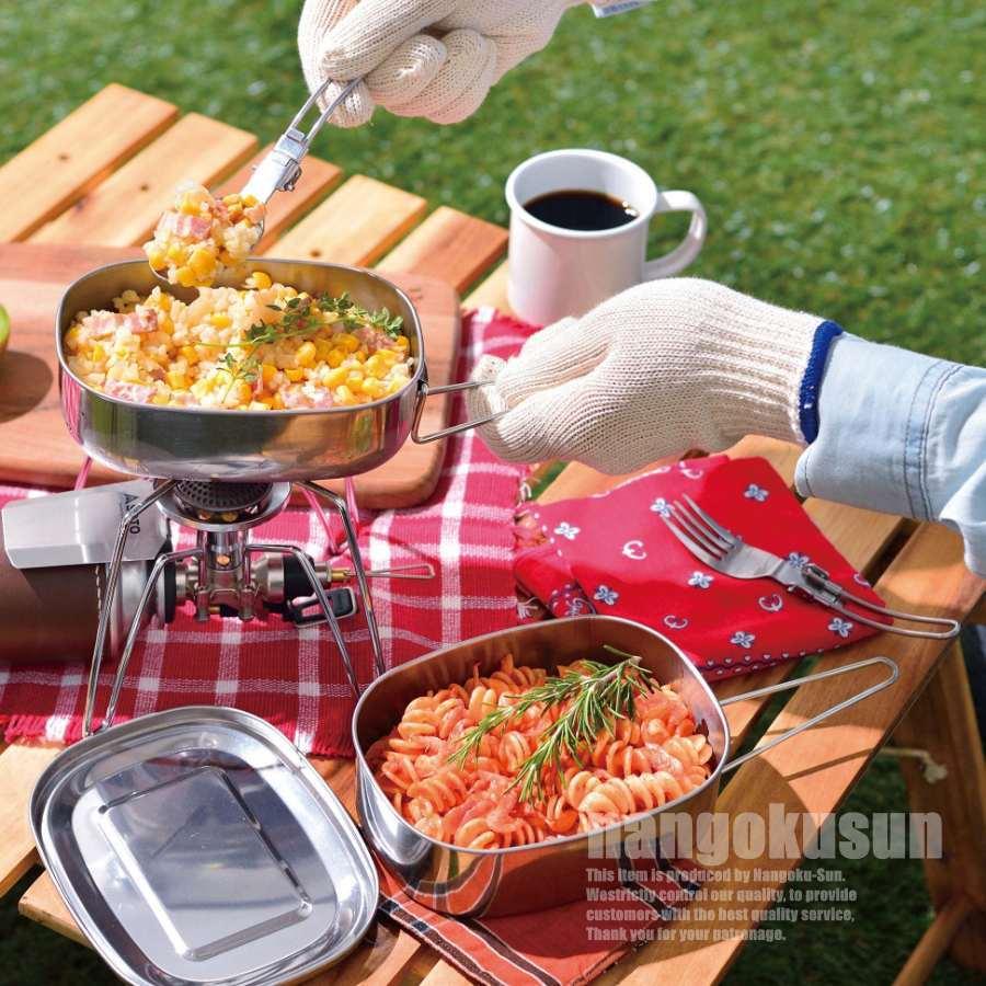 クッカーセット ステンレス 弁当箱 直火 持ち歩き 折り畳みスプーン