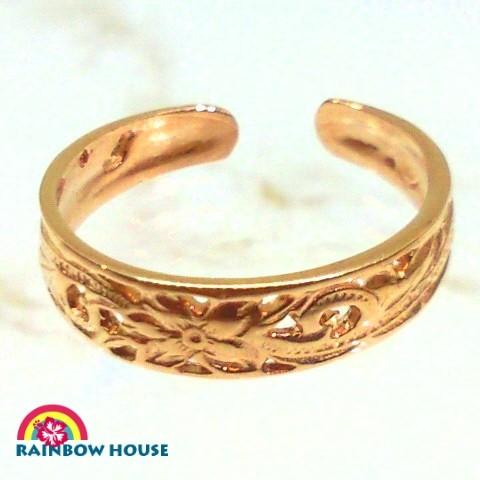 売れ筋 ハワイアンジュエリーk14pg4mm幅ストレートの透かし波と花toeリング 安い Zoetalentsolutions Com