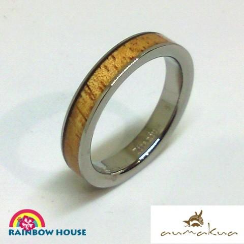 ハワイアンジュエリ-aumakuaブランド コアウッドとチタンの4mm幅リング