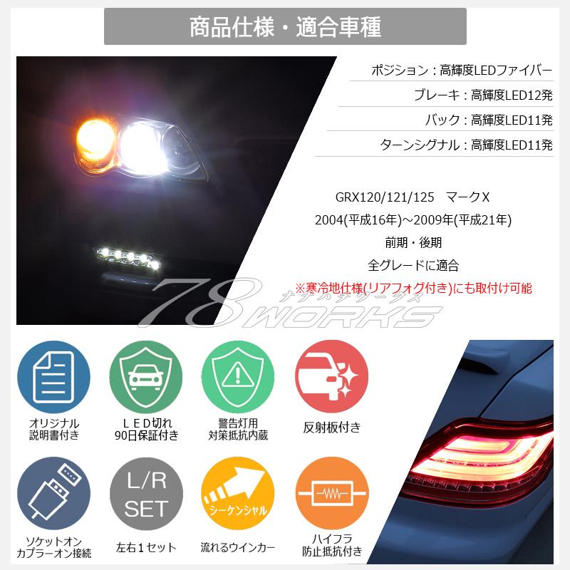GRX 120 マークX 流れるウインカー ファイバー LED テールランプ V2
