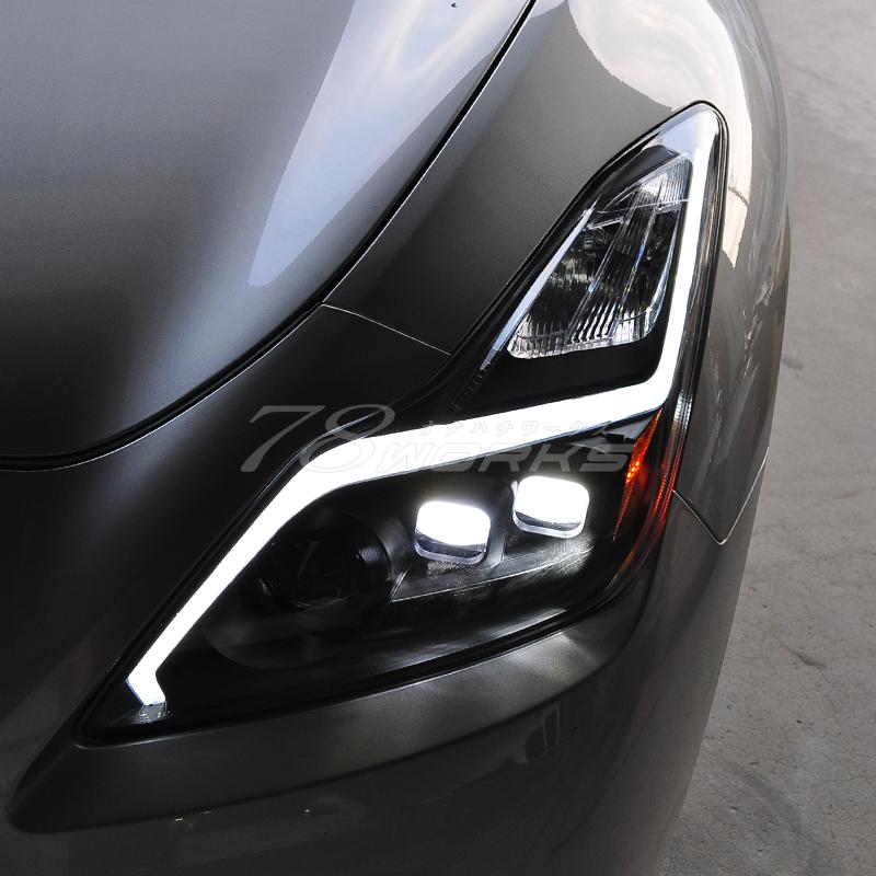 36 V36 G37 スカイラインクーペ US 人気モデル 流れるウインカー ファイバー LED ヘッドライト ブラック