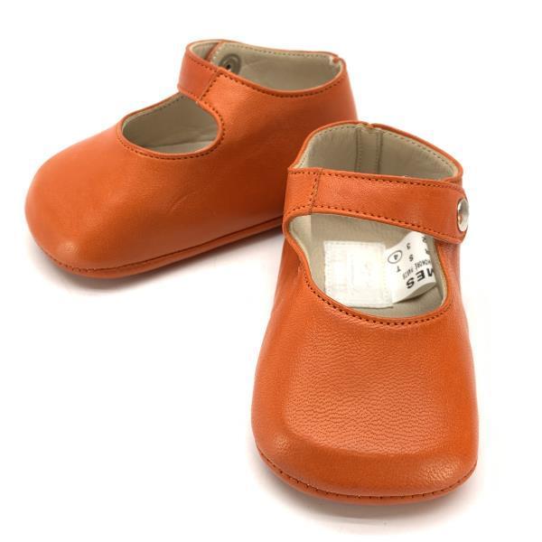 HERMES エルメス ベビーシューズ キッズ マタニティ 靴 くつ クツ 子供用 ラムスキン オレンジ サイズ18 女の子 男の子 管理RY21000434