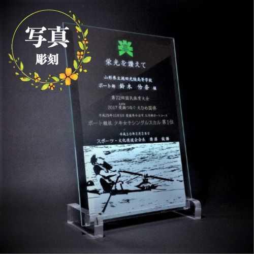 名入れ ガラス レリーフ モニュメント 盾 表彰 記念品 お祝い 卒業 卒団 スポーツ 部活 チーム クラス 退職 結婚 出産 開店 写真 彫刻 Ｂ５サイズ