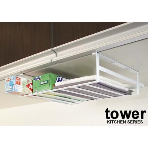 キッチン戸棚下収納ラックL タワー(tower)ホワイト  キッチンのすき間収納のように限られたスペースを有効活用簡単設置収納ラック(代引き不可)(同梱B) | 