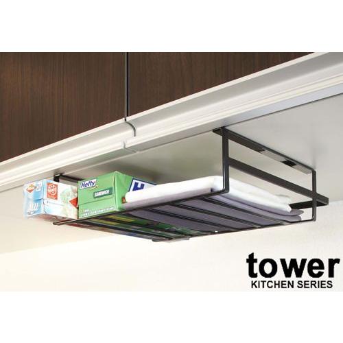 キッチン戸棚下収納ラックL タワー(tower)ブラック キッチンのすき間収納のように限られたスペースを有効活用簡単設置収納ラック (代引き不可)(同梱B) | 