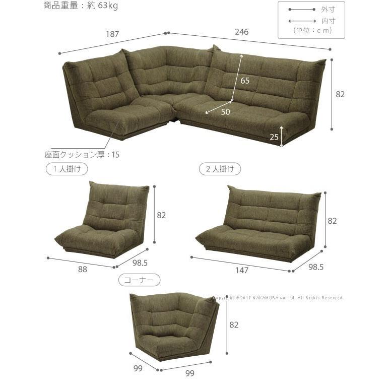 ローソファ コーナー l字 ハイバックローソファ 〔ウィル〕 3点セット(MB) |  | 02