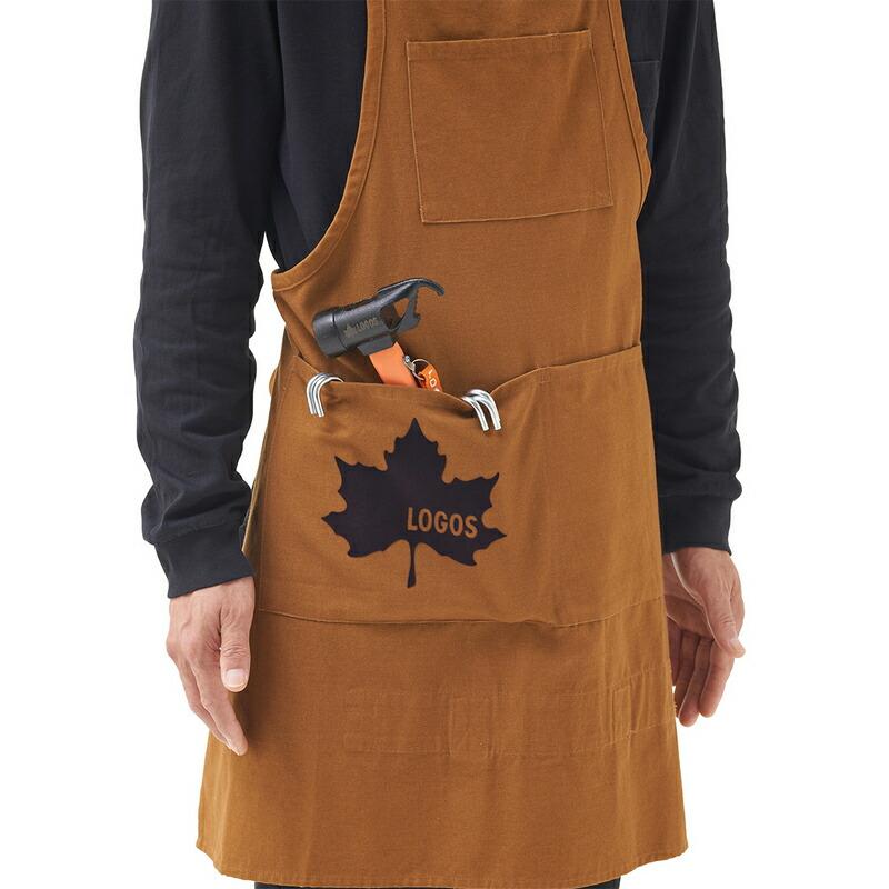 ロゴス LOGOS ログキャリーエプロン-BA キャメル フリーサイズ キャンプ、料理に焚き火に大活躍 薪も運べるエプロン 素材に丈夫な綿帆布を採用 | LOGOS | 01