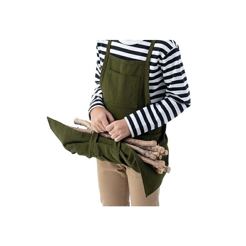 ロゴス LOGOS KIDS ログキャリーエプロン-BA キャメル キッズ用 フリーサイズ キャンプ、料理に焚き火に大活躍 薪も運べるエプロン | LOGOS | 01