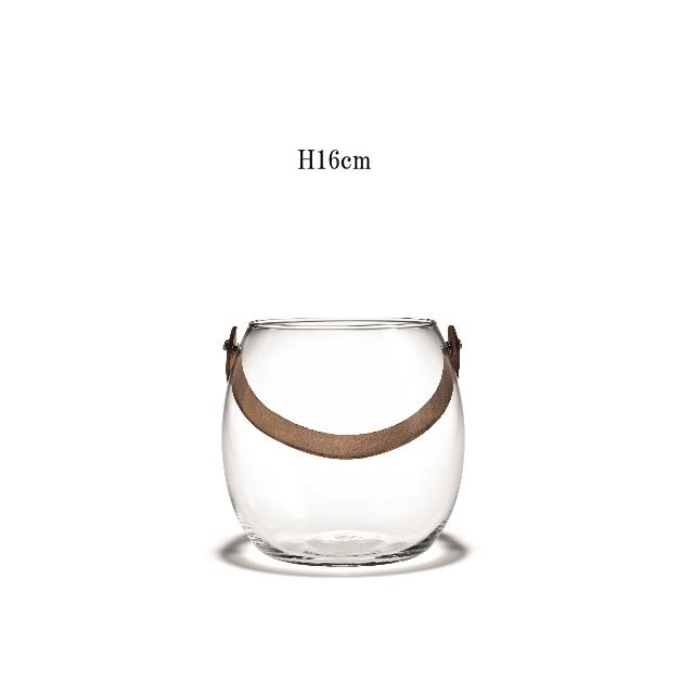 ホルムガード ガラスポットH16cm レザーハンドル付き 小物入れや