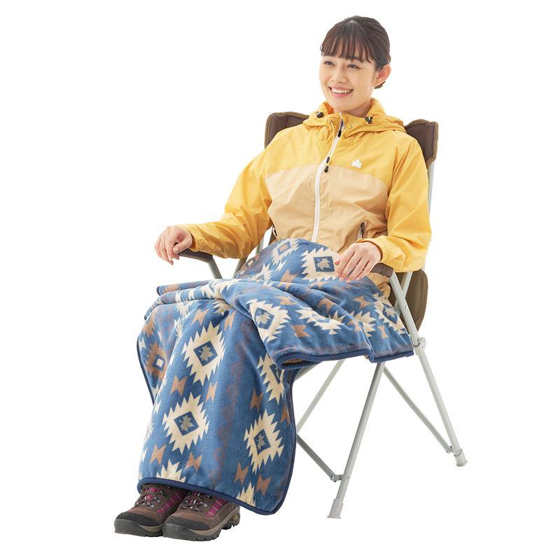 ロゴス ボア＆フリースチェアカバー ブルー リバーシブルタイプの