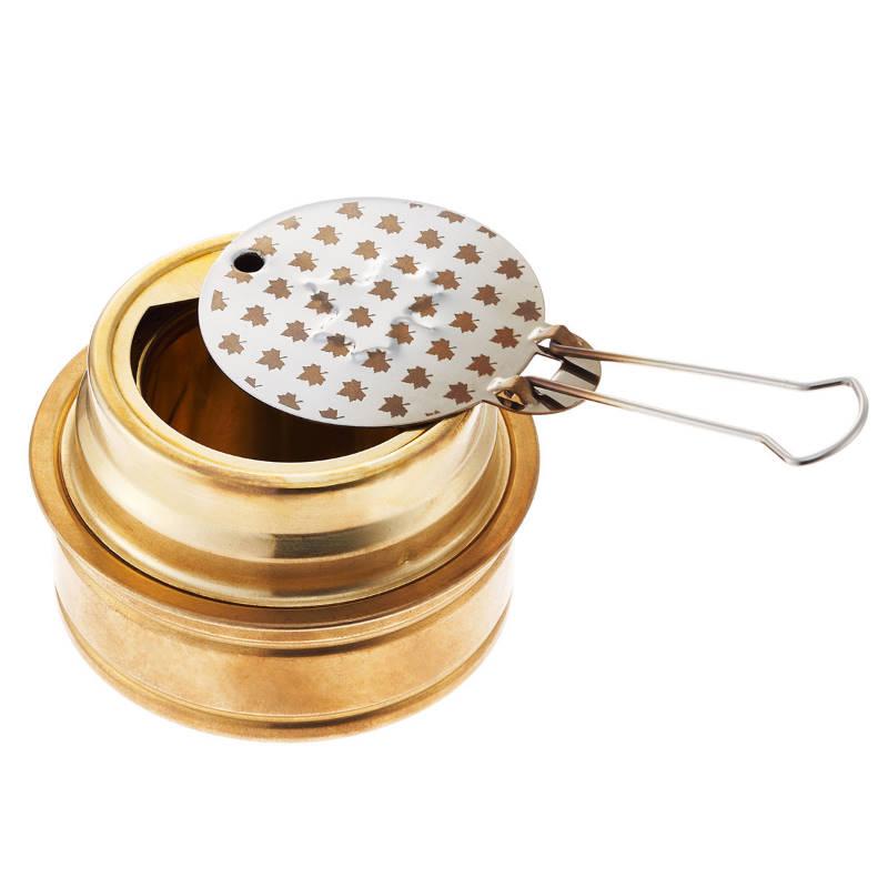 ヴィンテージSOLID BRASS アルコーバーナー&トレーセット　美品 LOGOS/ロゴス アルコールバーナー 燃焼音が静かな真鍮製アルコール