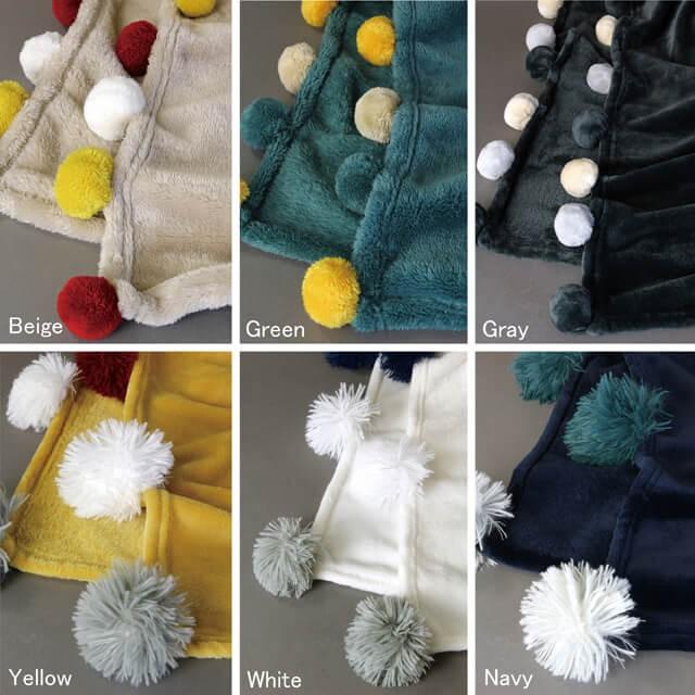comfy cozy コンフィーコージー ブランケット150cm×100cm ポンポンがアクセントのかわいい大判ブランケット ひざ掛けから肩掛け 足元の冷えを暖かくお昼寝布団 |  | 03