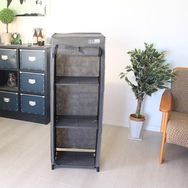 Derek/デレック 3段ラック ロールアップシェルフラック 1人暮らしや棚の下の収納ラックとして便利な軽量3段ラック 不織布で見た目もおしゃれ 可能耐荷重5kg |  | 01