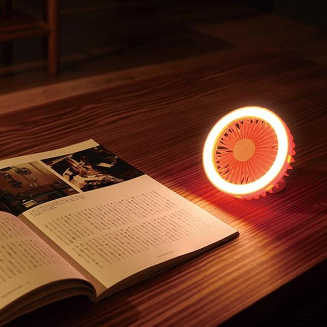 USB充電式LEDクランプファン PR-F029 充電式のモバイル扇風機にLED