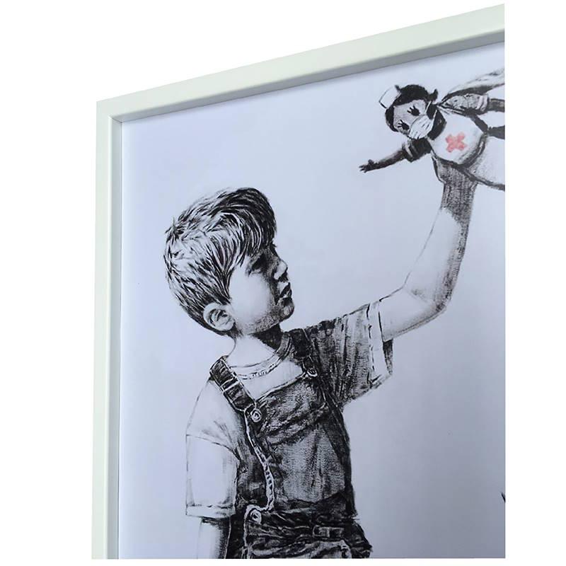 Banksy/バンクシー Game Changer ゲームチェンジャー アート パネル 壁掛けアート 近代アート 木製フレーム ウォールアート インテリア W530mm×H530mm×D30mm｜7dials｜03