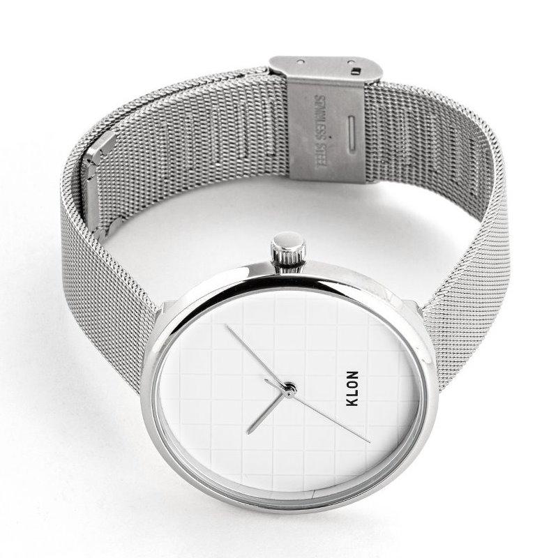 KLON/クローン GRID TIME -SILVER MESH- 38mm 規則正しいグリッド（方眼）を配したシンプルなデザイン グリッド線を凹凸のみで表現 |  | 05