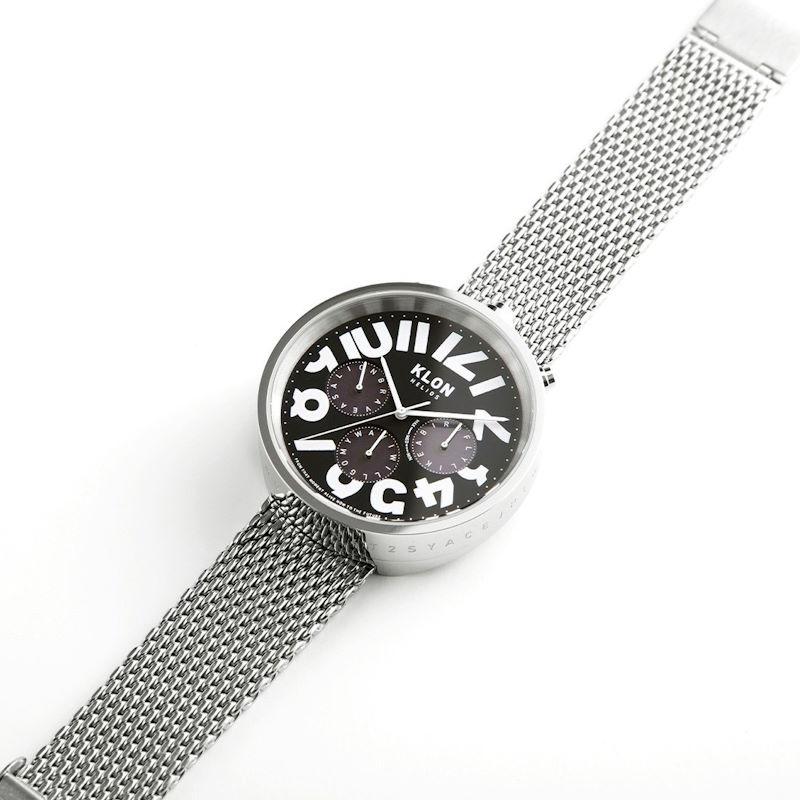 クローン ヘリオス　ソーラー メンズ KLON HELIOS 時計 クロノグラフ KLON/クローン HELIOS SILVER MESH -HIDE TIME- 43mm ソーラーウォッチ