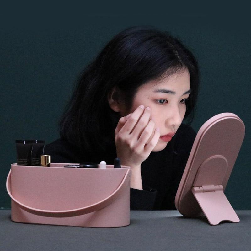 PORTABLE MAKEUP BOX/LEDライトミラー付き収納ボックス メイク