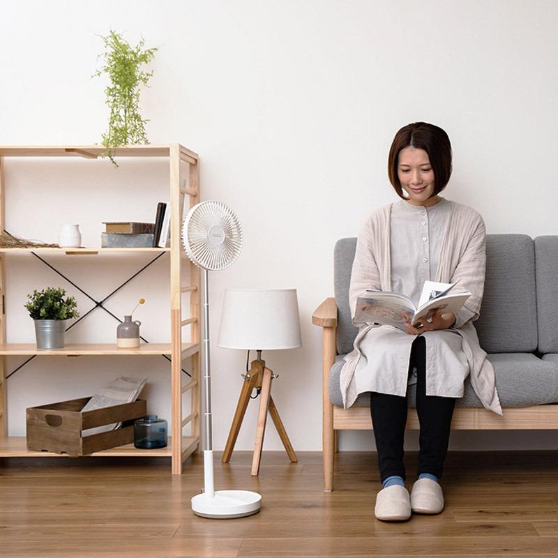 充電式折りたたみコードレスリビングファン 首振り機能付 充電式の