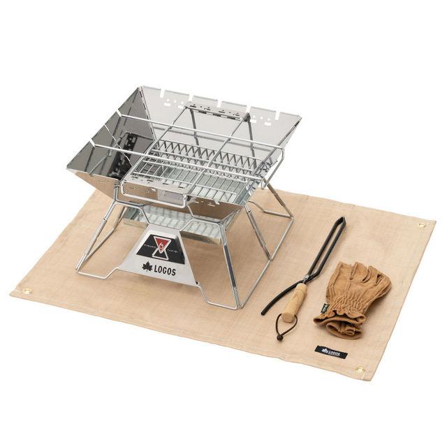 (お得セット)LOGOS/ロゴス LOGOS the ピラミッドTAKIBI Lサイズとたき火台シート80cm×60cmの2点セット トク付きで料理も楽しめる本格焚火台 タキビ 組み立て10秒でコンパクト収納 串焼きプレート付き 焚火台シートも大き目サイズで安心 お得セット)ロゴス LOGOS the ピラミッドTAKIBI Lサイズとたき火台