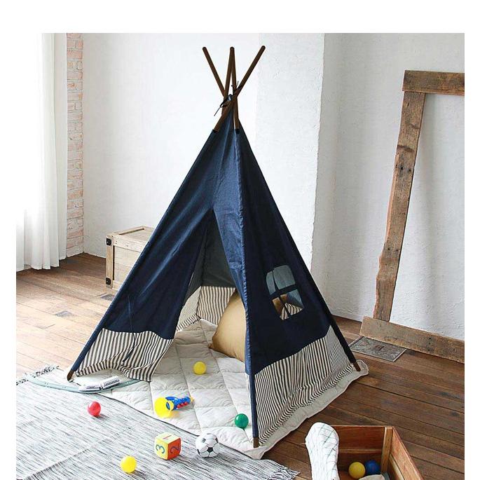 デニムティピー　セット 子供の秘密基地のような可愛らしい小さなおうち キッズテント 工具不要簡単組立 |  | 05
