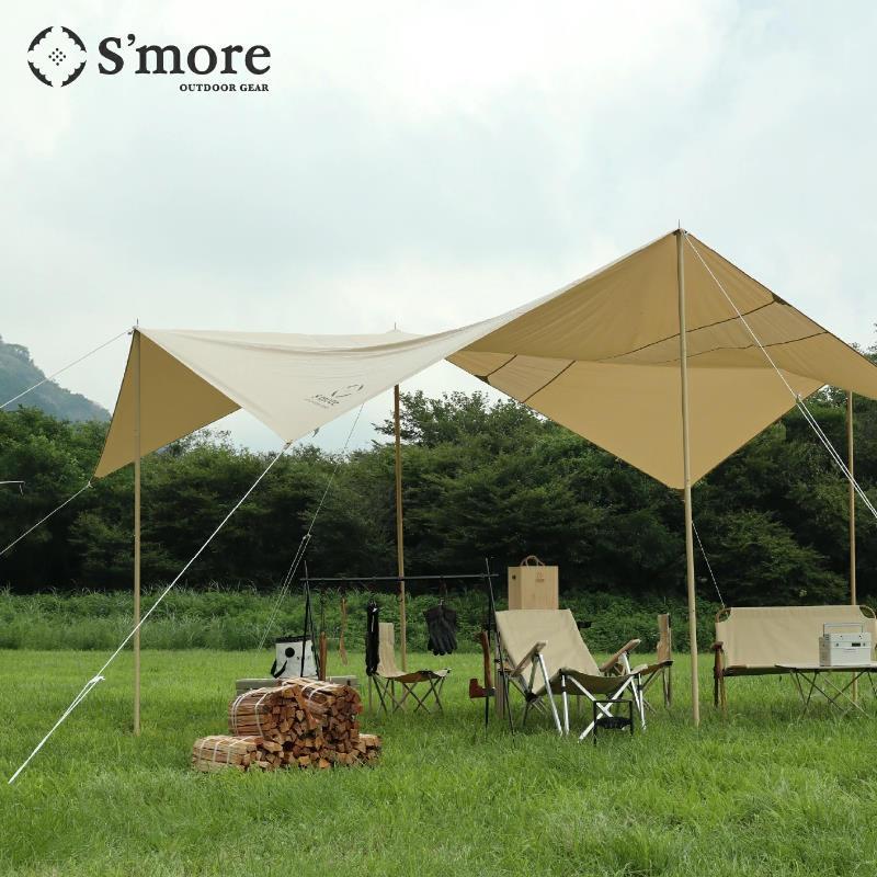 【大特価】S'more(スモア) Almipole 33 タープポール2本セット S'more/スモア アルミタープポールΦ33mm 高さ280cm 木目調のおしゃれな