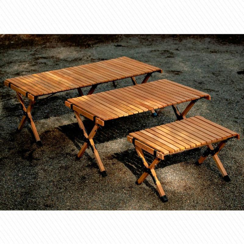 S'more/スモア ウッディロールテーブル Sサイズ 天然木の折り畳みテーブル 収納袋付きで持ち運びもコンパクト 簡単設営 木製テーブル  ナチュラルテイスト