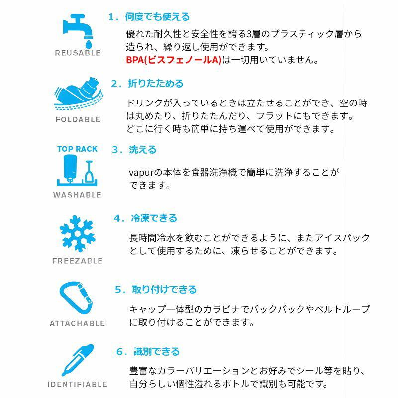 vapur ヴェイパー 1L1リットル ウォータボトル 丸められるおしゃれな水筒 直飲み 水筒 ボトル おしゃれ 丸められるおしゃれな水筒 アウトドアグッズ キャンプ |  | 03