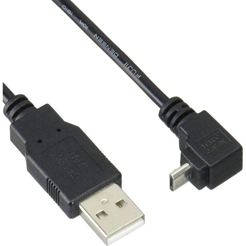 変換名人 USB 上向きL型 micro B（オス） - A（オス） ケーブル 1m