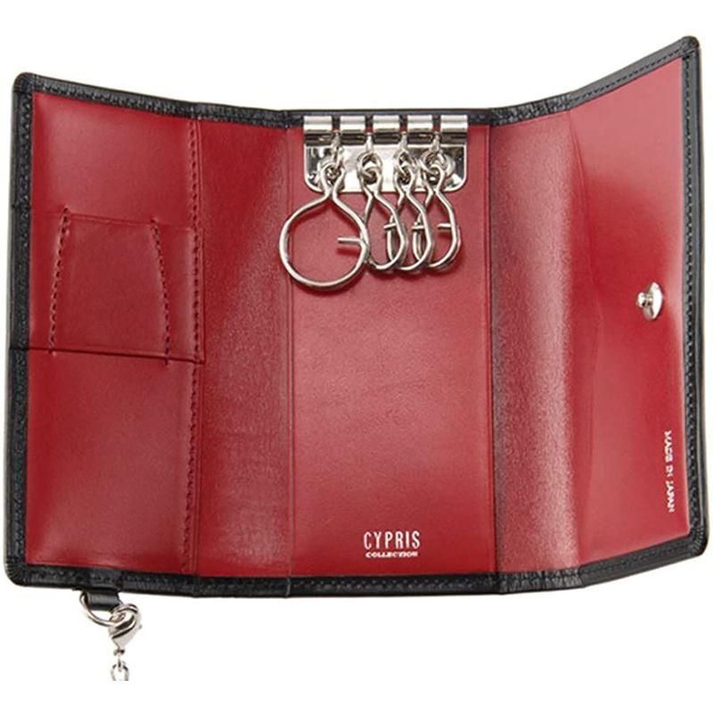 CYPRIS COLLECTIONキーケースボックスカーフ＆リンピッドカーフ 4684(ブラック×レッド) COLLECTIONキーケースボックスカーフ＆リンピッドカーフ ブラック×レッド