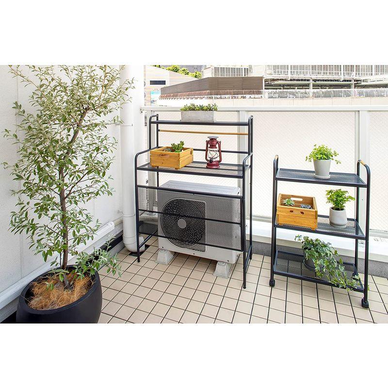 タカショー フラワースタンド テラスラック3段 キャスター付 MSF-33 ブラック 約幅60cm×奥行30cm×高さ90cm ブラック 約幅60cm×奥行30cm×高さ90cm フラワースタンド テラスラック3段 キャスター付 MSF サイズ