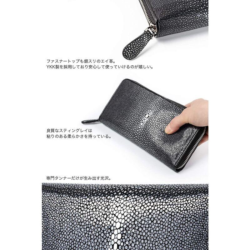 RIVAL 銀スリ スティングレイ メンズ 長財布 ラウンドファスナー ガルーシャ エイ革 銀スリ スティングレイ メンズ 長財布 ラウンドファスナー ガルーシャ エイ革