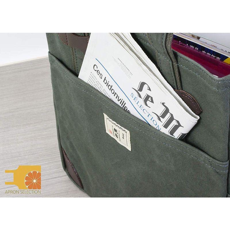 日乃本帆布 帆布 トートバッグ L 4ポケット No，203 (モスグリーン) 帆布 トートバッグ 4ポケット No，203 モスグリーン