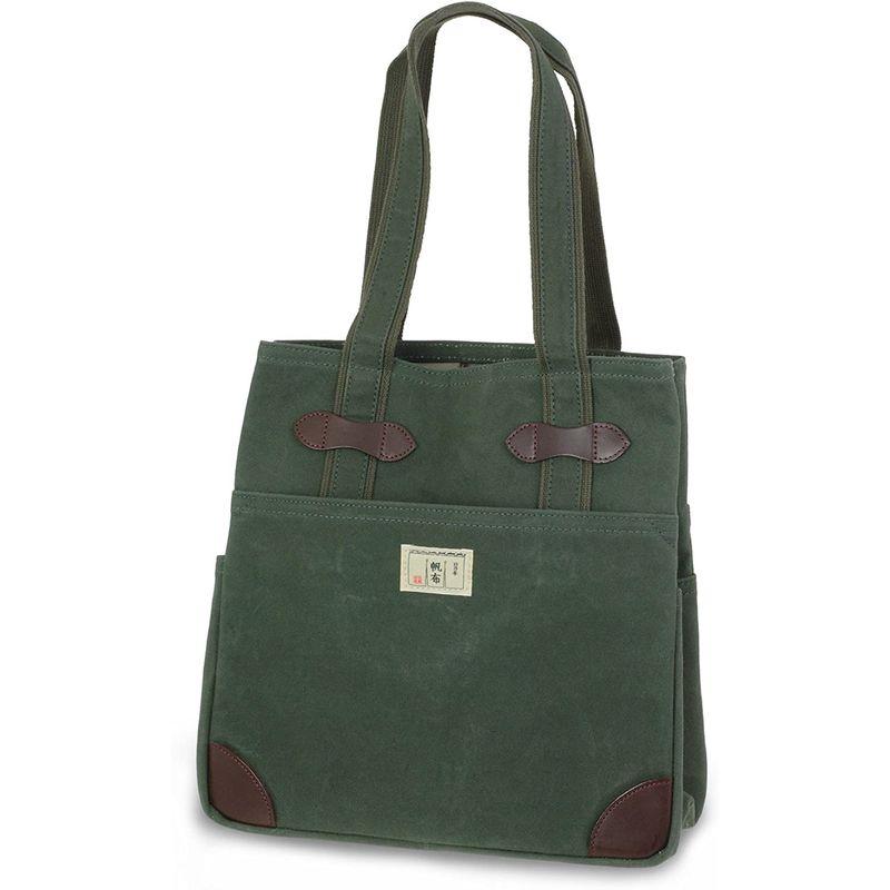 日乃本帆布 帆布 トートバッグ L 4ポケット No，203 (モスグリーン) 帆布 トートバッグ 4ポケット No，203 モスグリーン
