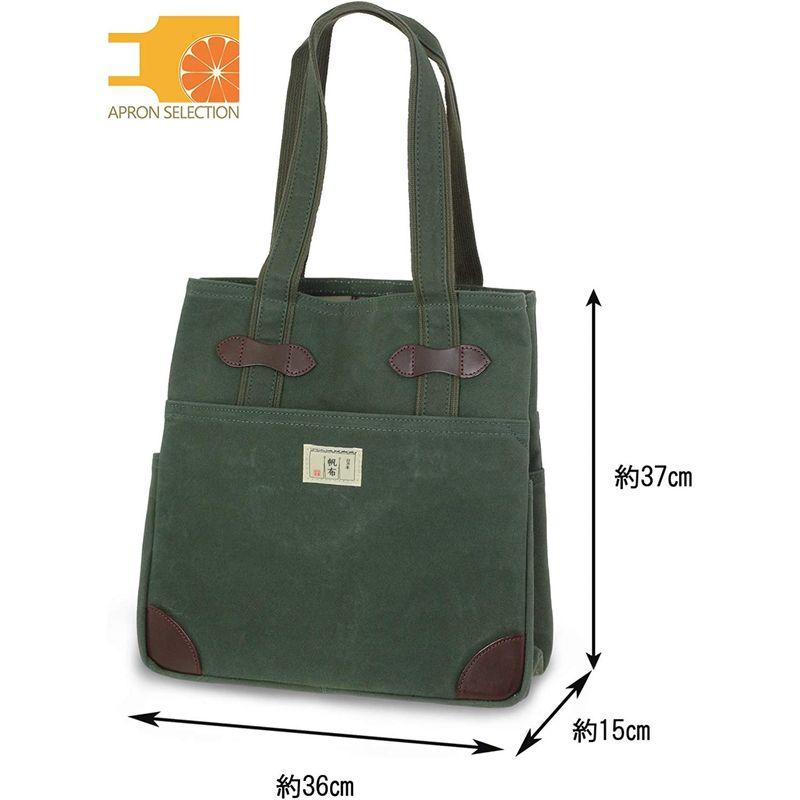 日乃本帆布 帆布 トートバッグ L 4ポケット No，203 (モスグリーン) 帆布 トートバッグ 4ポケット No，203 モスグリーン