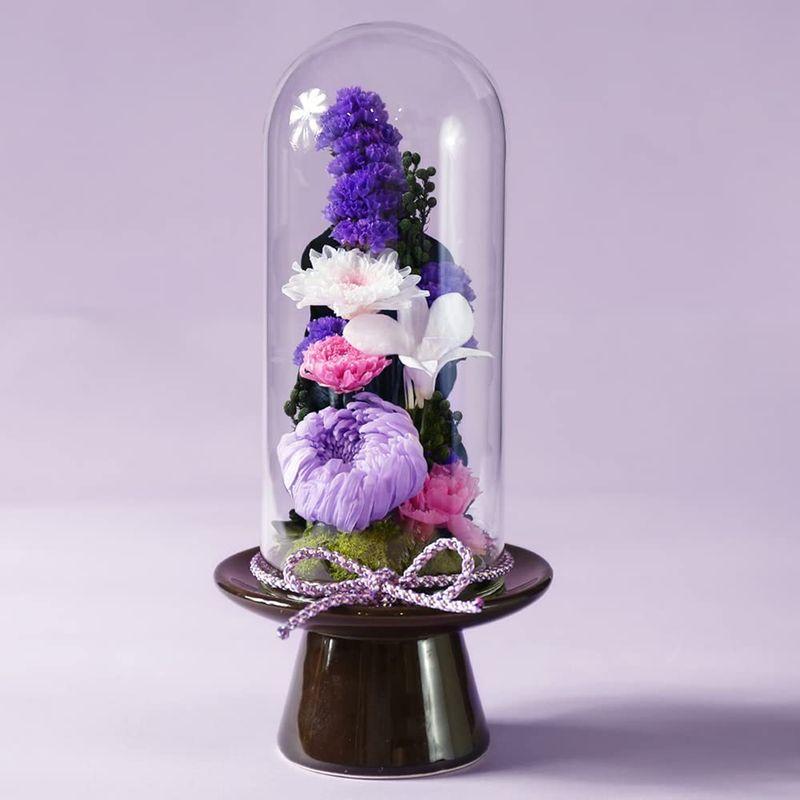 Makefuture 紫苑 M プリザーブドフラワー 仏花 ガラスドーム お悔やみ お手入れ不要 単品 紫苑 プリザーブドフラワー 仏花 ガラスドーム お悔やみ お手入れ不要 単品
