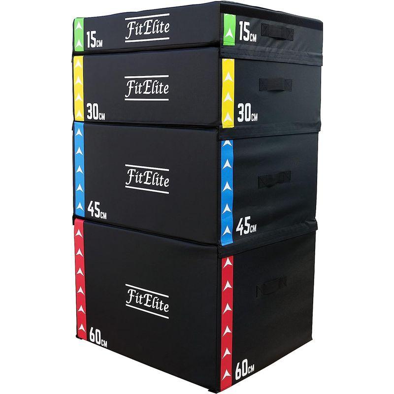 ほぼ未使用 FitElite(フィットエリート) ジョイント式ソフトプライオボックス (カラー 15，30，45，60cmセット) 【BCD1669147467】(58184円)