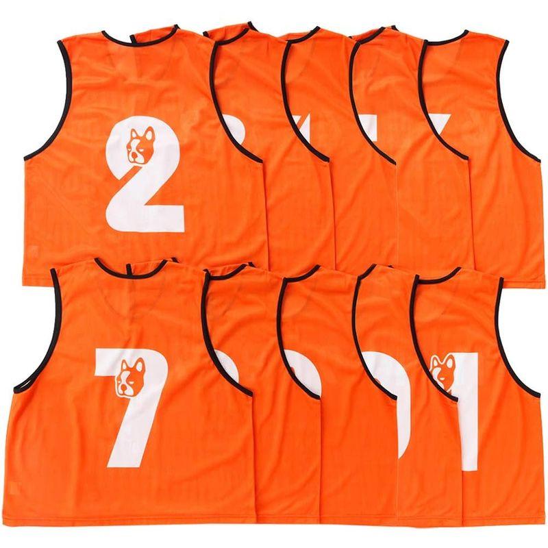 サッカージャンキー(soccer junky) チーム分け道着（ビブス10枚セット）NO2-11 CP20208 (オレンジ， F) soccer junky チーム分け道着 ビブス10枚セット NO2 CP20208 オレンジ，