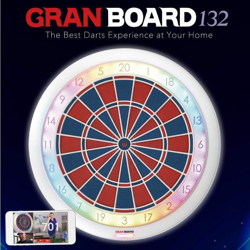 GRAN GRAN BOARD 132 ホワイト (ブルー/レッド) ハードダーツ規格 ソフトダーツ用ダーツボード (通信対戦 Blueto GRAN BOARD ホワイト ブルー/レッド ハードダーツ規格 ソフトダーツ用ダーツボード 通信対戦 Blueto