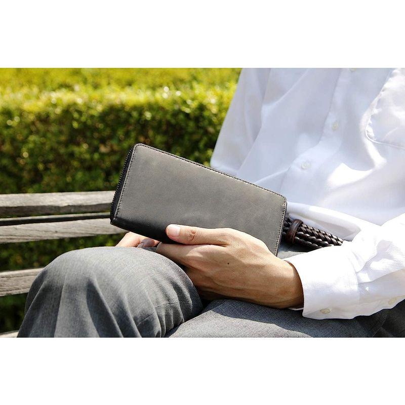 整理整頓ができる 大容量 長財布 本革 ラウンドファスナー 財布 人気 牛革 YKK製 札仕切り カード収納15枚 レザー 小銭入れ Bla 大容量 長財布 本革 ラウンドファスナー 財布 人気 牛革 YKK製 札仕切り カード収納15枚 レザー 小銭入れ Bla