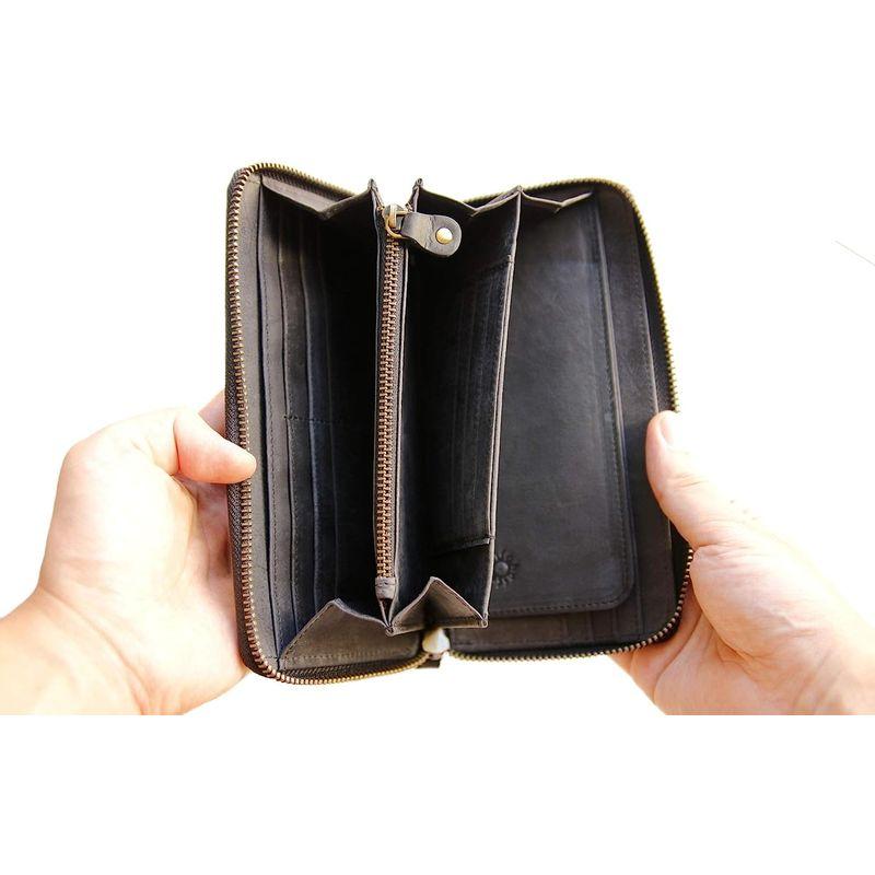 整理整頓ができる 大容量 長財布 本革 ラウンドファスナー 財布 人気 牛革 YKK製 札仕切り カード収納15枚 レザー 小銭入れ Bla 大容量 長財布 本革 ラウンドファスナー 財布 人気 牛革 YKK製 札仕切り カード収納15枚 レザー 小銭入れ Bla