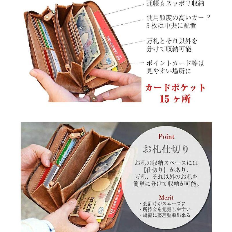 整理整頓ができる 大容量 長財布 本革 ラウンドファスナー 財布 人気 牛革 YKK製 札仕切り カード収納15枚 レザー 小銭入れ Bla 大容量 長財布 本革 ラウンドファスナー 財布 人気 牛革 YKK製 札仕切り カード収納15枚 レザー 小銭入れ Bla