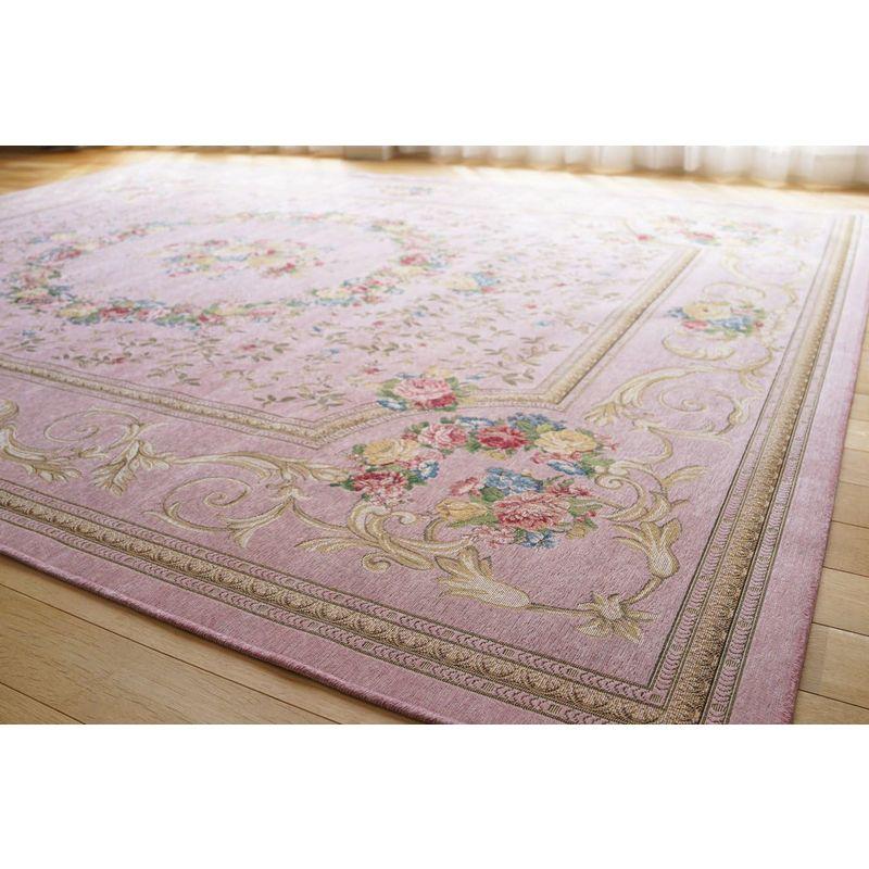 サヤンサヤン 花柄 ラグマット 絨毯 アルダ 200x200 2畳 ローズ ゴブラン織 ベルギー製 花柄 ラグマット 絨毯 アルダ 200x200 2畳 ローズ ゴブラン織 ベルギー製