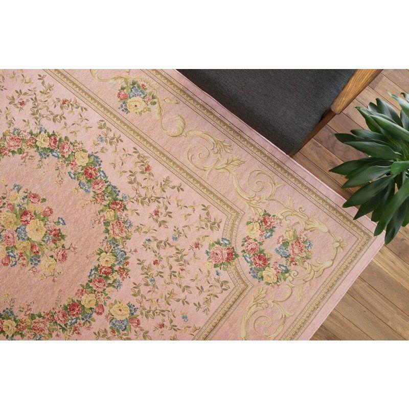 サヤンサヤン 花柄 ラグマット 絨毯 アルダ 200x200 2畳 ローズ ゴブラン織 ベルギー製 花柄 ラグマット 絨毯 アルダ 200x200 2畳 ローズ ゴブラン織 ベルギー製