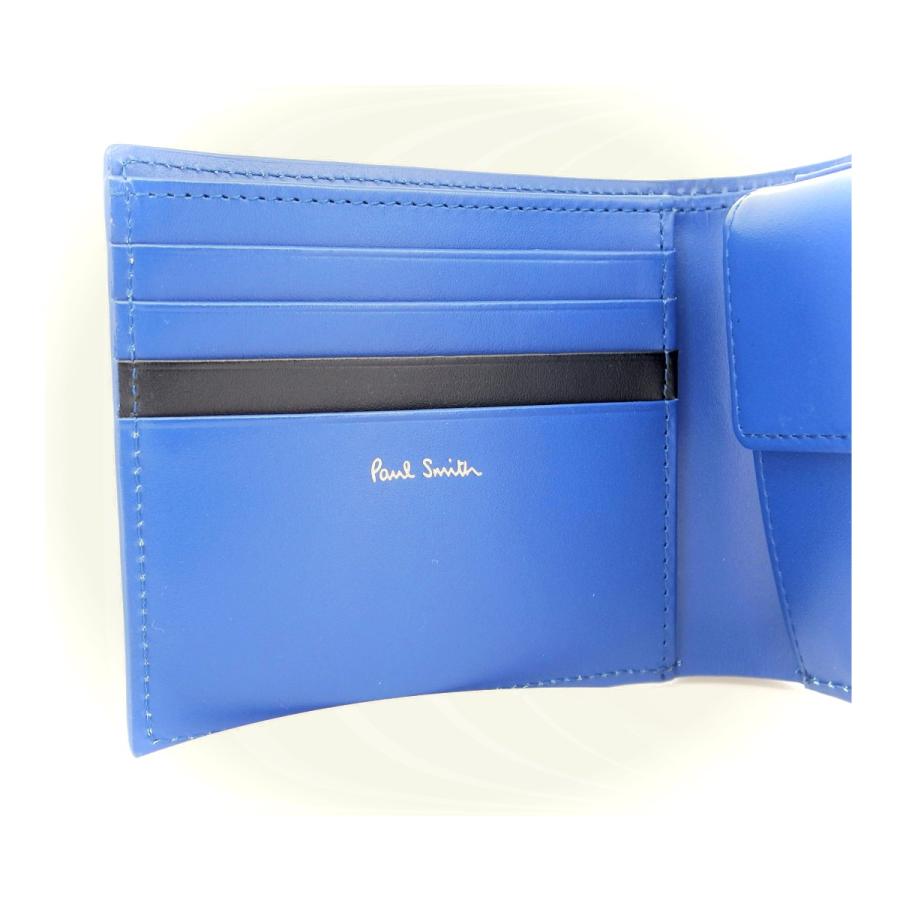 Paul Smith ポールスミス 2つ折り財布小銭入れ付 PSQ200 メンズ 青  