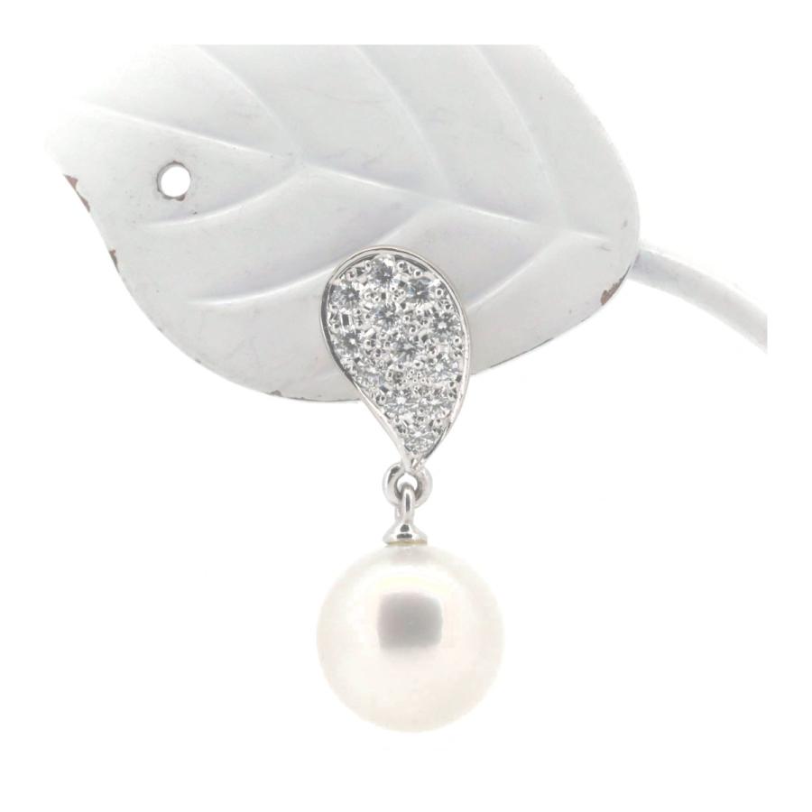 MIKIMOTO パール ダイヤモンド ピアス　18Kホワイトゴールド MIKIMOTO（ミキモト） パール ダイヤモンド ピアス 7.9ミリ K18WG(18金