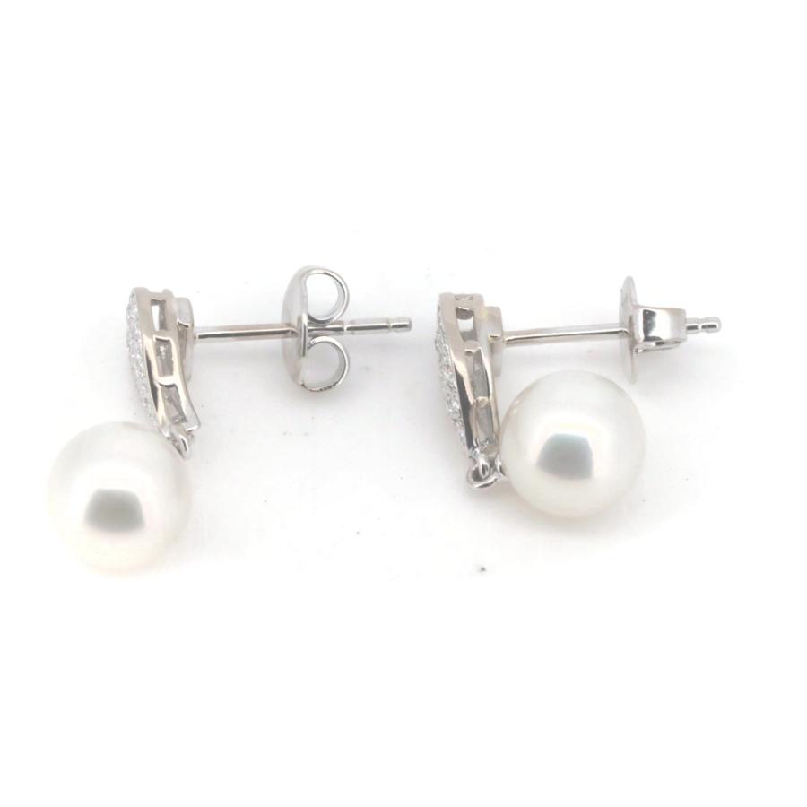 MIKIMOTO パール ダイヤモンド ピアス　18Kホワイトゴールド MIKIMOTO（ミキモト） パール ダイヤモンド ピアス 7.9ミリ K18WG(18金
