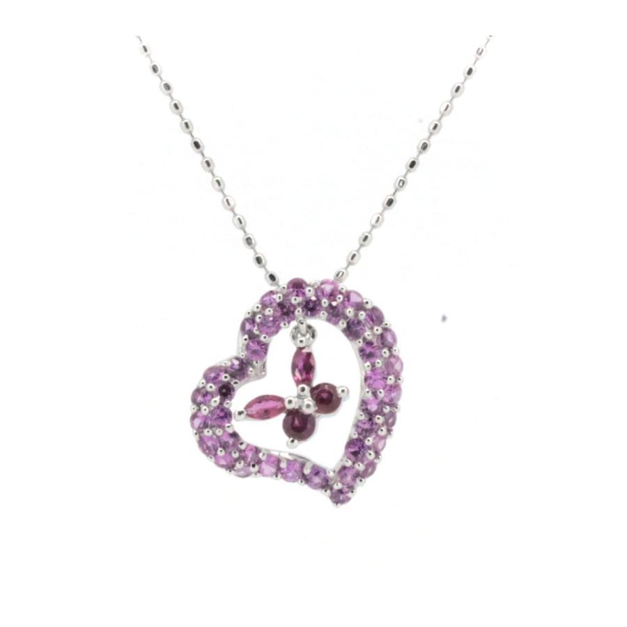 笠原真寿美 ルビー ピンクサファイア ペンダント R0.15ct 0.58ct K18WG 