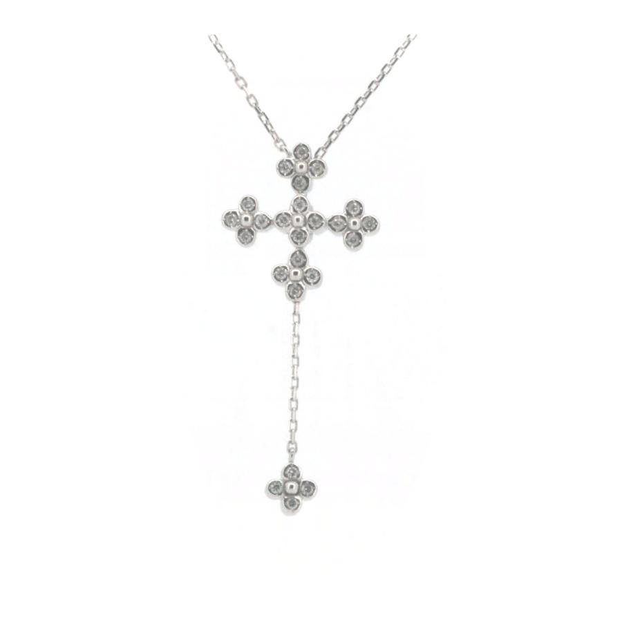 ヴァンドーム青山 ダイヤモンド ネックレス 0.14ct クロス K18WG ヴァンドーム青山 ダイヤモンド ネックレス 0.14ct クロス K18WG