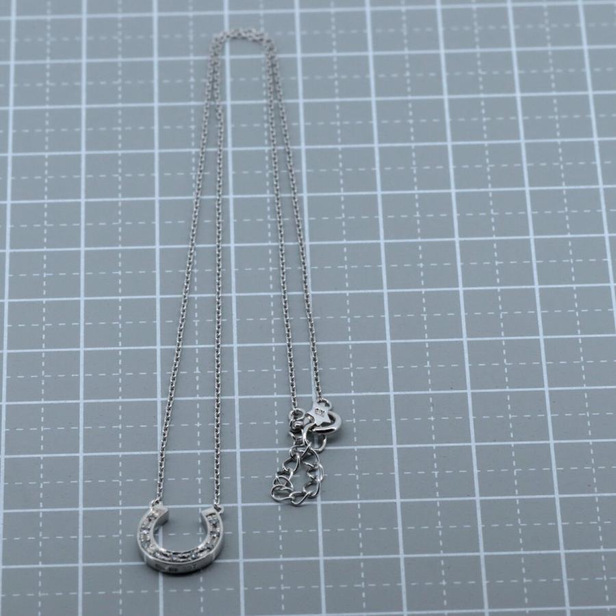 スタージュエリー ホースシュー ダイヤモンド ネックレス 0.07ct K18WG 